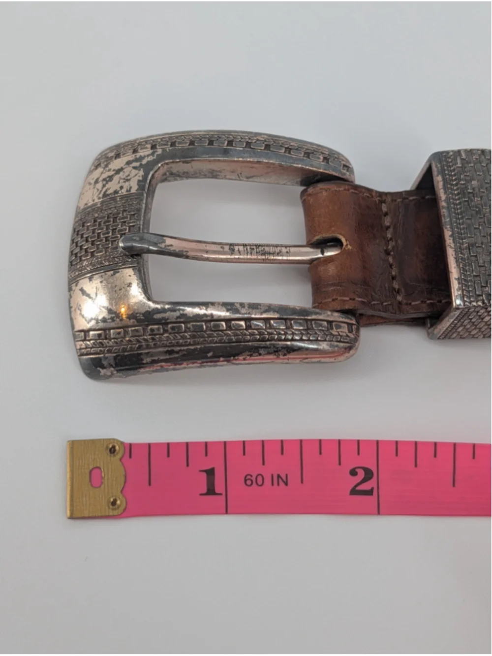 Vintage 1993 Onyx Brighton Brown Croc Embossed Leather Western Belt 36